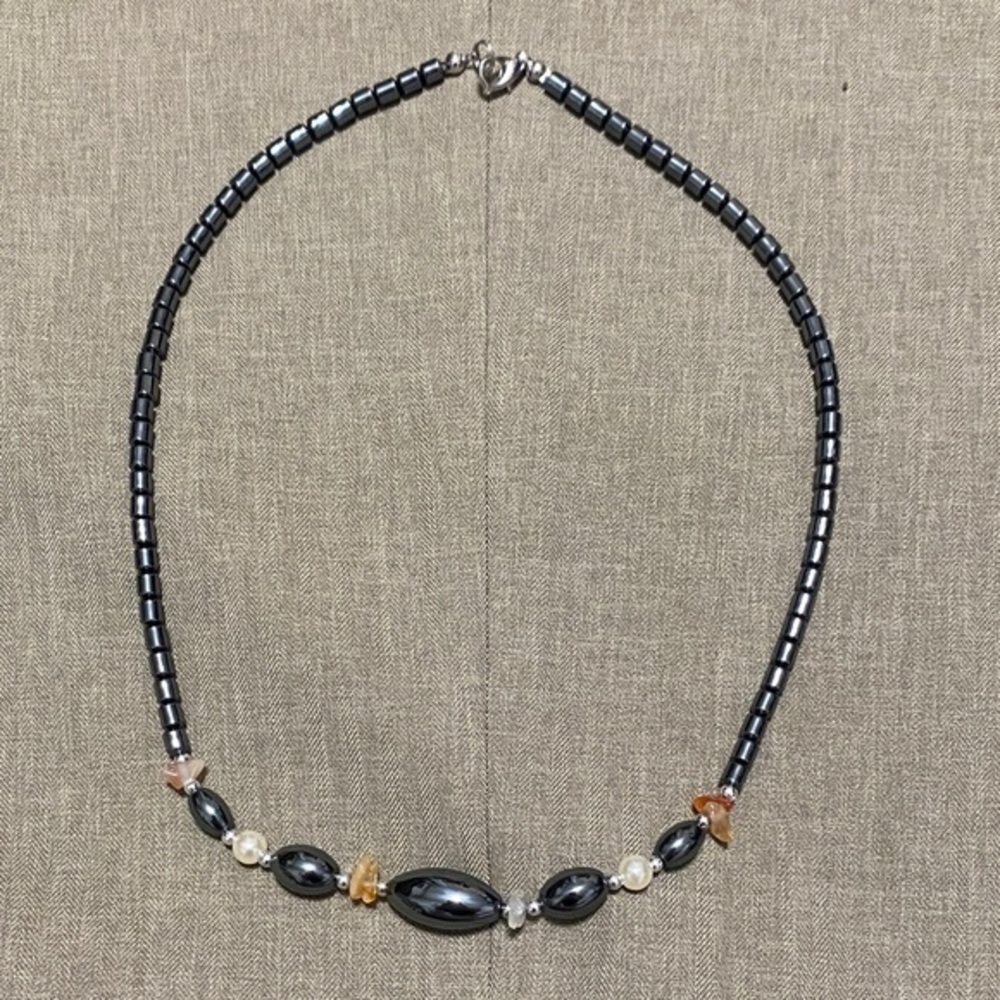 Vintage Hematite Beaded Necklace